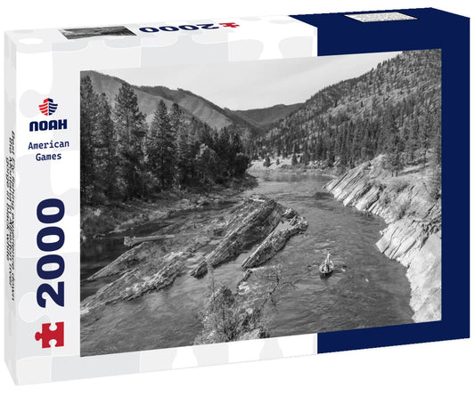 Noah Jigsaw Puzzle Best Fly fishing experience down the Montana in Alberton river gorge in black white 2000 pieces