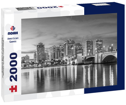 Noah Jigsaw Puzzle West Palm Beach, Florida, USA skyline on the intracoastal waterway at dusk in black white 2000 pieces