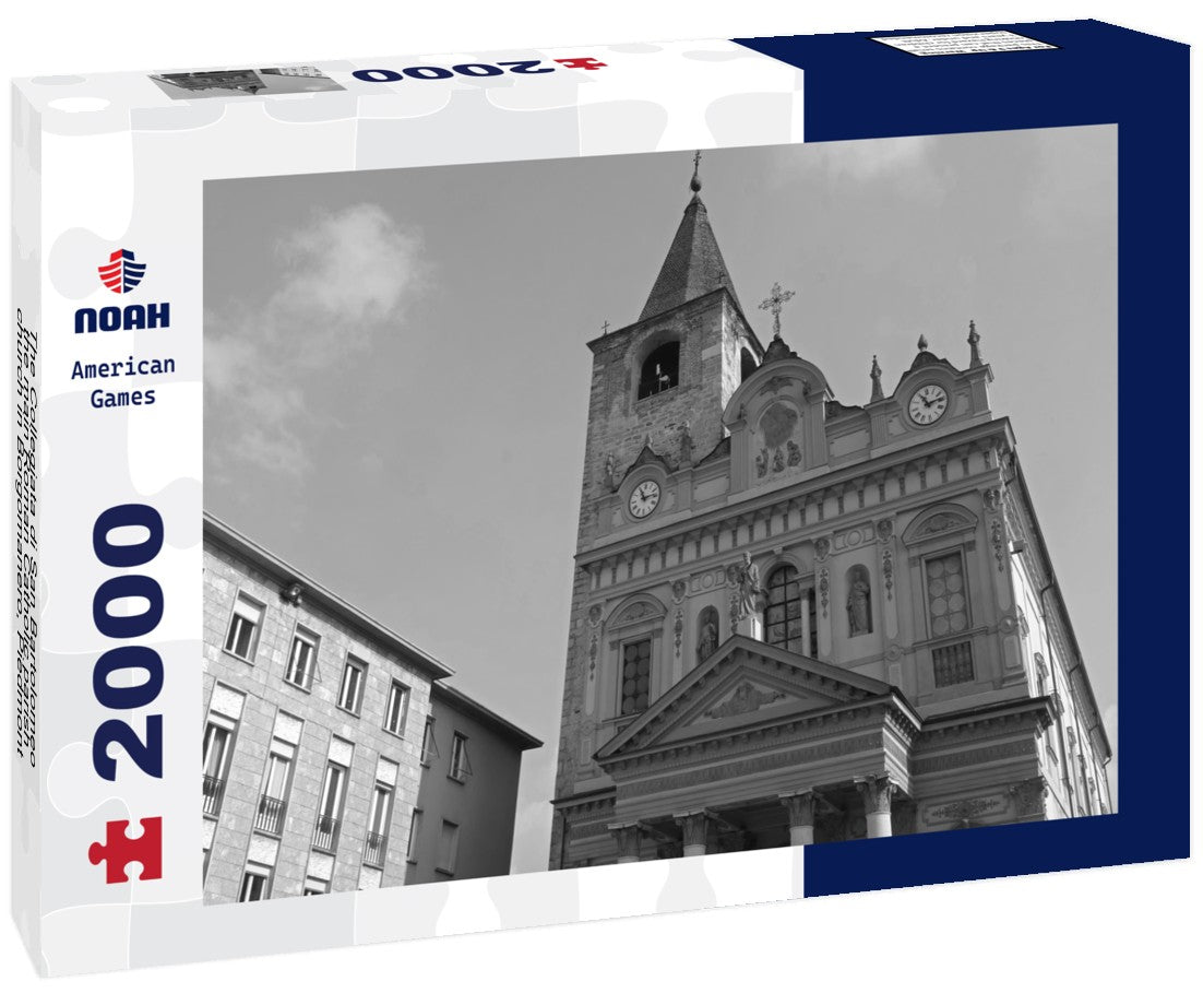 Noah Jigsaw Puzzle The Collegiata di San Bartolomeo the main Roman Catholic parish church in Borgomanero, Piedmont, Italy in black white 2000 pieces
