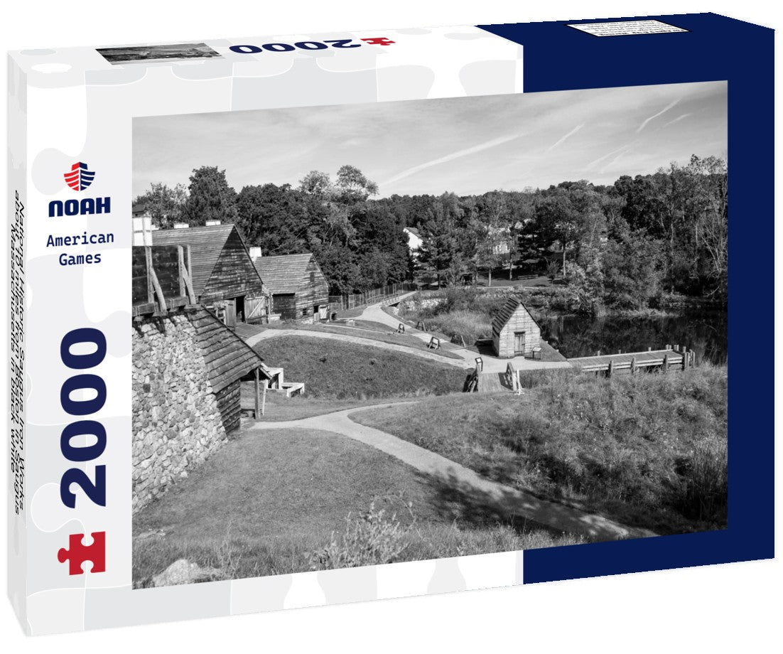 National Historic Saugus Iron Works about 10 miles from Boston in Saugus, Massachusetts 2000pc PuzzleBlack and White