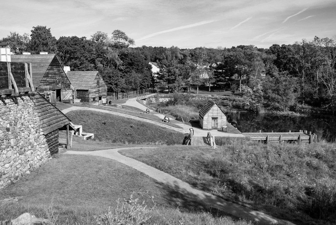 National Historic Saugus Iron Works about 10 miles from Boston in Saugus, Massachusetts 2000pc PuzzleBlack and White