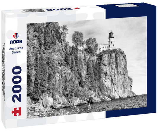 Noah Jigsaw Puzzle Split Rock Lighthouse High Above Lake Superior in Northeastern Minnesota in black white 2000 pieces
