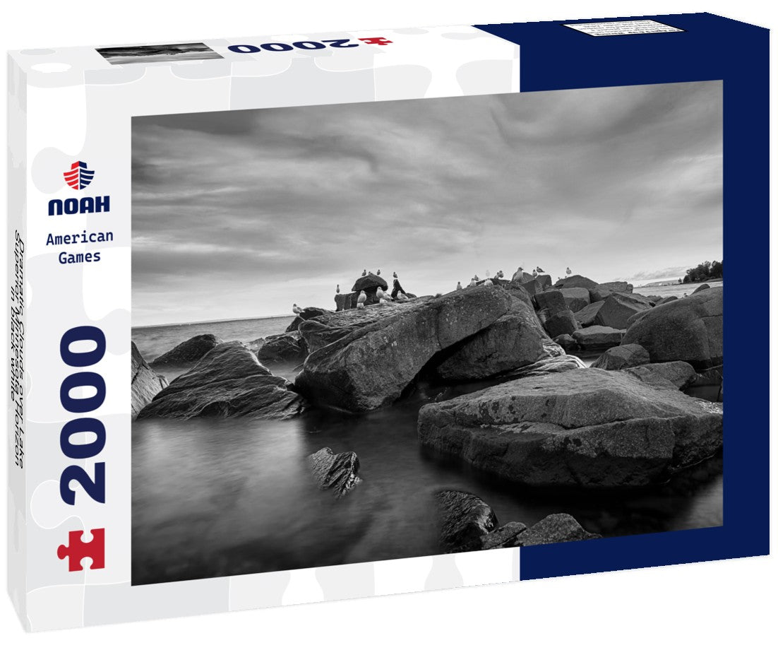 Noah Jigsaw Puzzle Dramatic Clouds over Lake Superior Minnesota Horizon in black white 2000 pieces