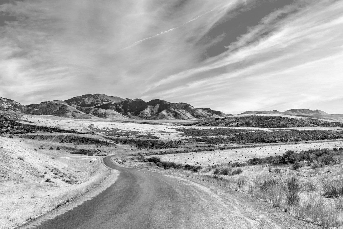 Beautiful scenery of a winding road and mountains while driving towards Pocatello in Idaho from the I-15 Freeway on the old 191 highway 2000pc PuzzleBlack and White