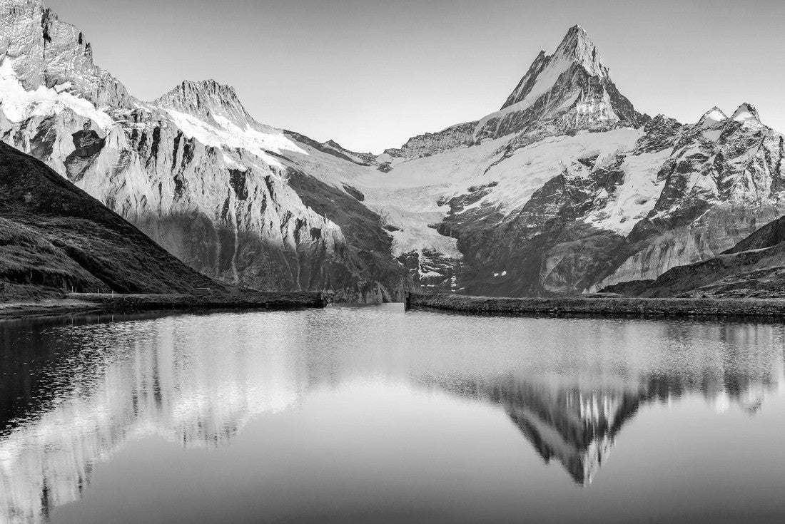 Noah Jigsaw Puzzle Fantastic evening panorama of the Bachalpsee / Lake Bachalp, Switzerland in black white 2000 pieces