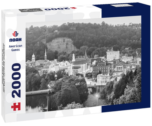 Noah Jigsaw Puzzle Frankfort, Kentucky, USA city skyline on the Kentucky River at dusk in black white 2000 pieces