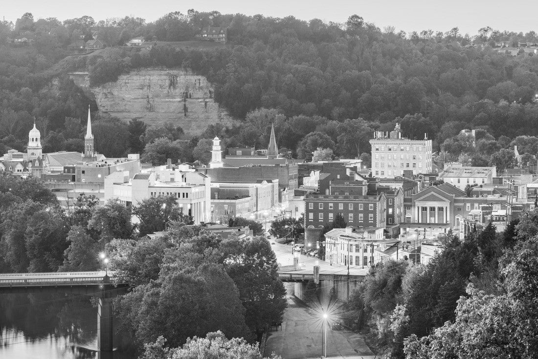 Noah Jigsaw Puzzle Frankfort, Kentucky, USA city skyline on the Kentucky River at dusk in black white 2000 pieces