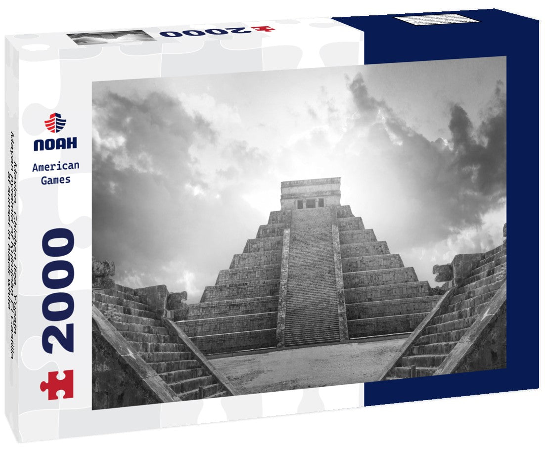 Mexico, Chichen Itza, Yucatn. Mayan pyramid of Kukulcan El Castillo at sunset 2000pc PuzzleBlack and White