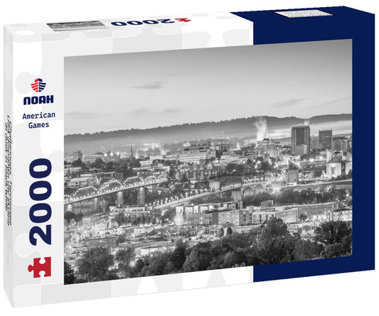 Noah Jigsaw Puzzle Chattanooga, Tennessee, USA downtown city skyline at dusk in black white 2000 pieces