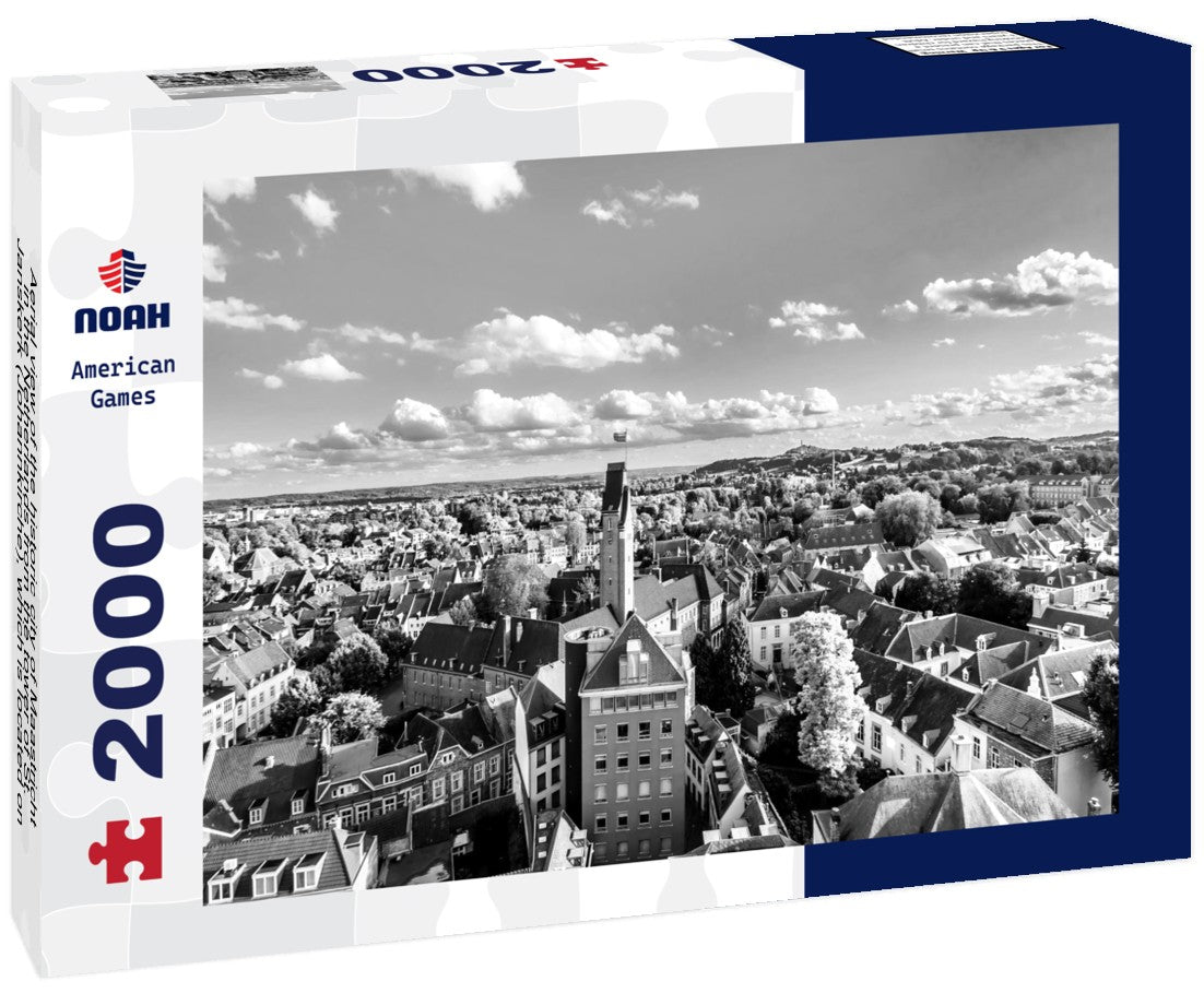 Noah Jigsaw Puzzle Aerial view of the historic city of Maastricht in the Netherlands from the tower of St. Janskerk (Johannkirche), which is located on Vrijthof Square in the city center in black white 2000 pieces