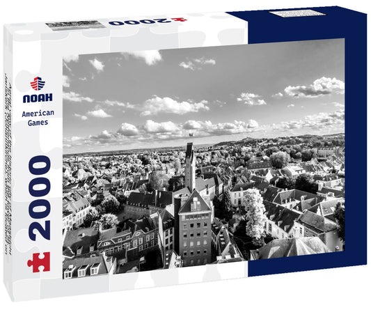 Noah Jigsaw Puzzle Aerial view of the historic city of Maastricht in the Netherlands from the tower of St. Janskerk (Johannkirche), which is located on Vrijthof Square in the city center in black white 2000 pieces