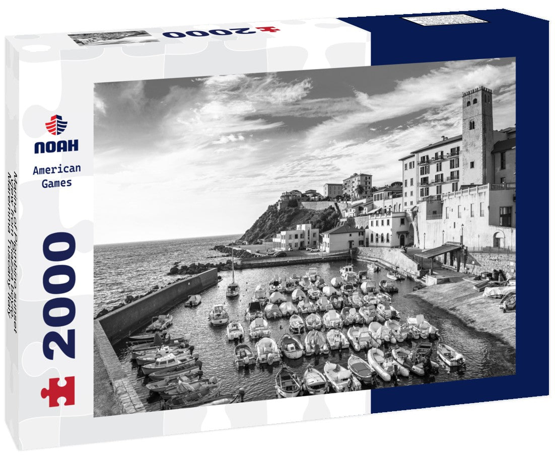 Marina of Piombino sunset view from Piazza bovio. Maremma Tuscany Italy 2000pc PuzzleBlack and White