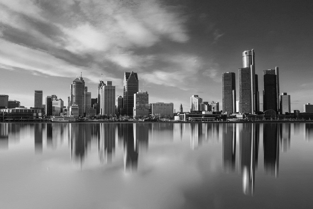 Detroit skyline seen from Ontario 2000pc PuzzleBlack and White