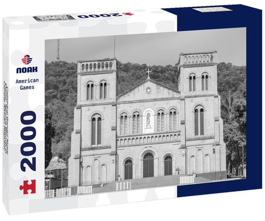 Noah Jigsaw Puzzle Cathedral Bangui Notre Dame, famous church in Central African Republic in black white 2000 pieces