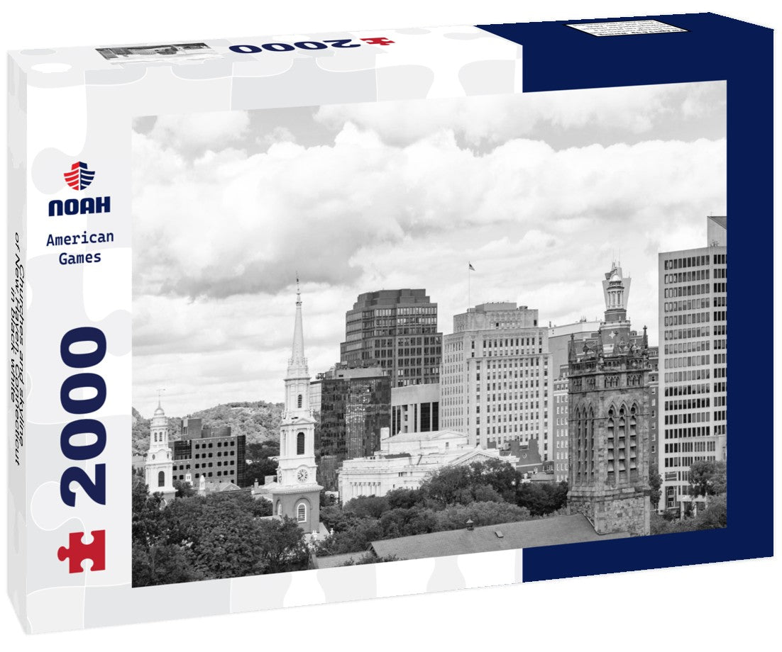 Churches and skyline of New Haven, Connecticut 2000pc PuzzleBlack and White