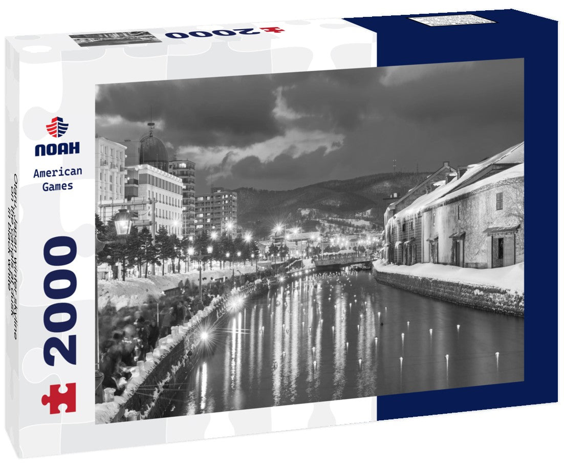 Otaru, Japan winter skyline on the canals at dusk 2000pc PuzzleBlack and White