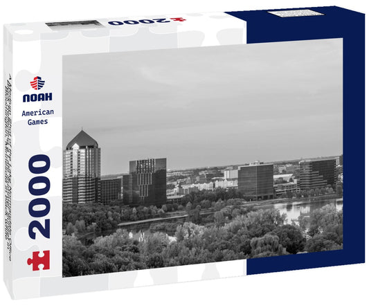 Noah Jigsaw Puzzle A Medium Shot of the Lake Normandale Office Block Reflecting a Late Summer Sunset in Bloomington, Minnesota in black white 2000 pieces