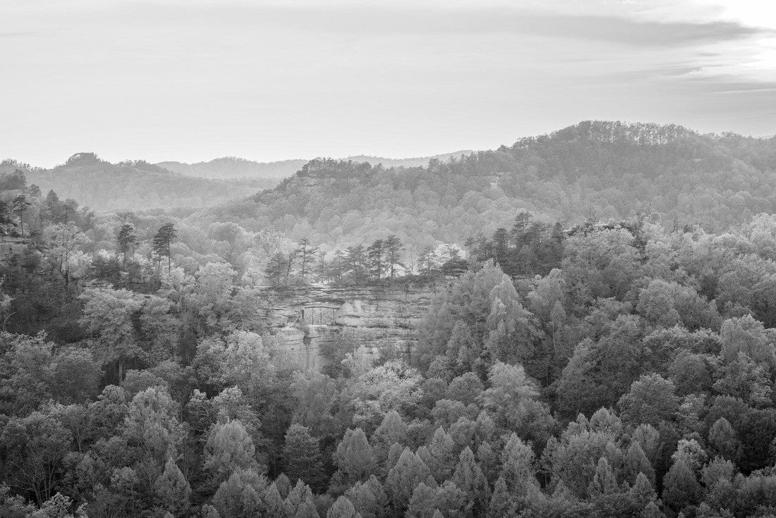 Double-Arch Rock Formations in the Red River Gorge in Kentucky at sunset 2000pc PuzzleBlack and White