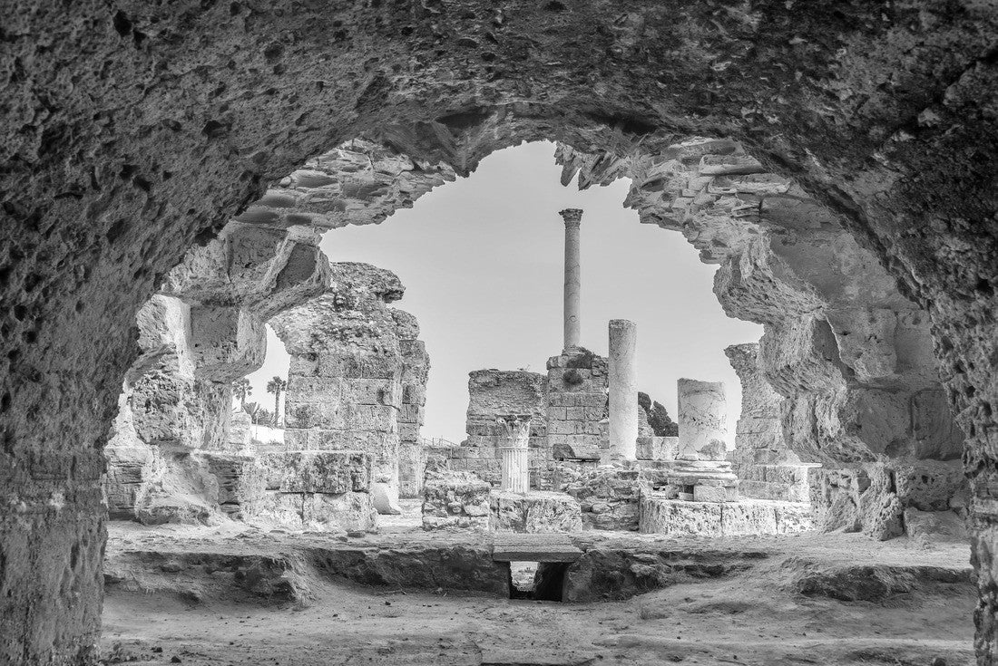 Noah Jigsaw Puzzle View of the Antonine Baths in the ancient city of Carthage, Tunisia in black white 2000 pieces