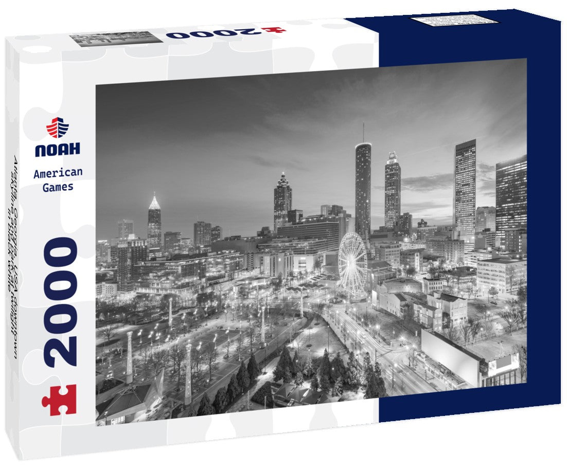 Atlanta, Georgia, USA downtown skyline and park at twilight 2000pc PuzzleBlack and White