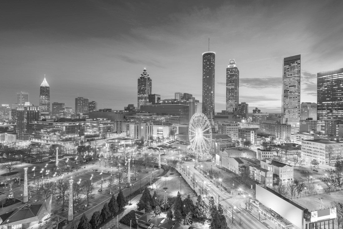 Atlanta, Georgia, USA downtown skyline and park at twilight 2000pc PuzzleBlack and White