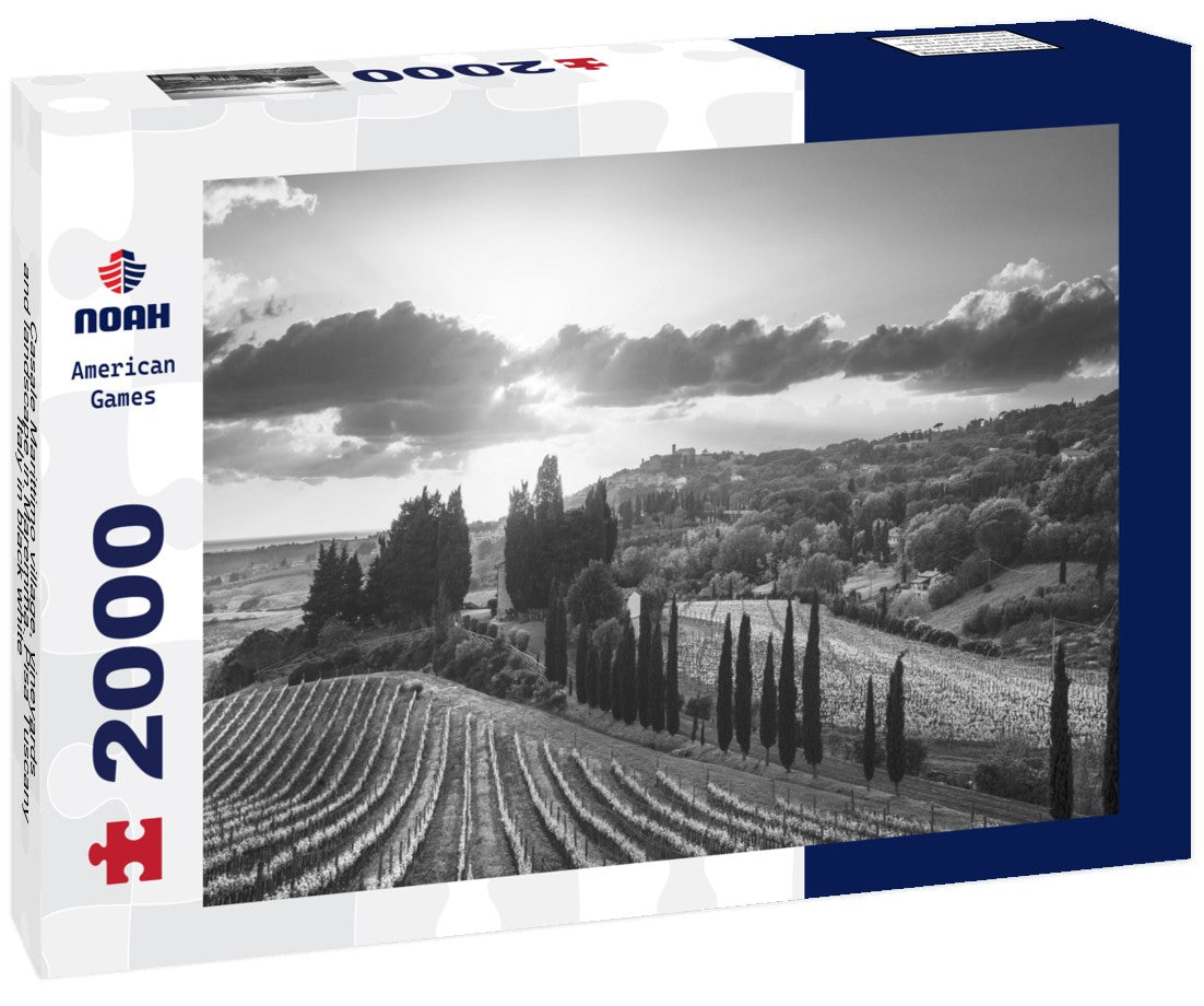 Casale Marittimo village, vineyards and landscape in Maremma. Pisa Tuscany, Italy 2000pc PuzzleBlack and White