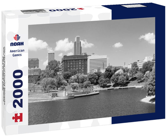 Noah Jigsaw Puzzle City skyline of Omaha Nebraska from the Heartland of America Park in black white 2000 pieces