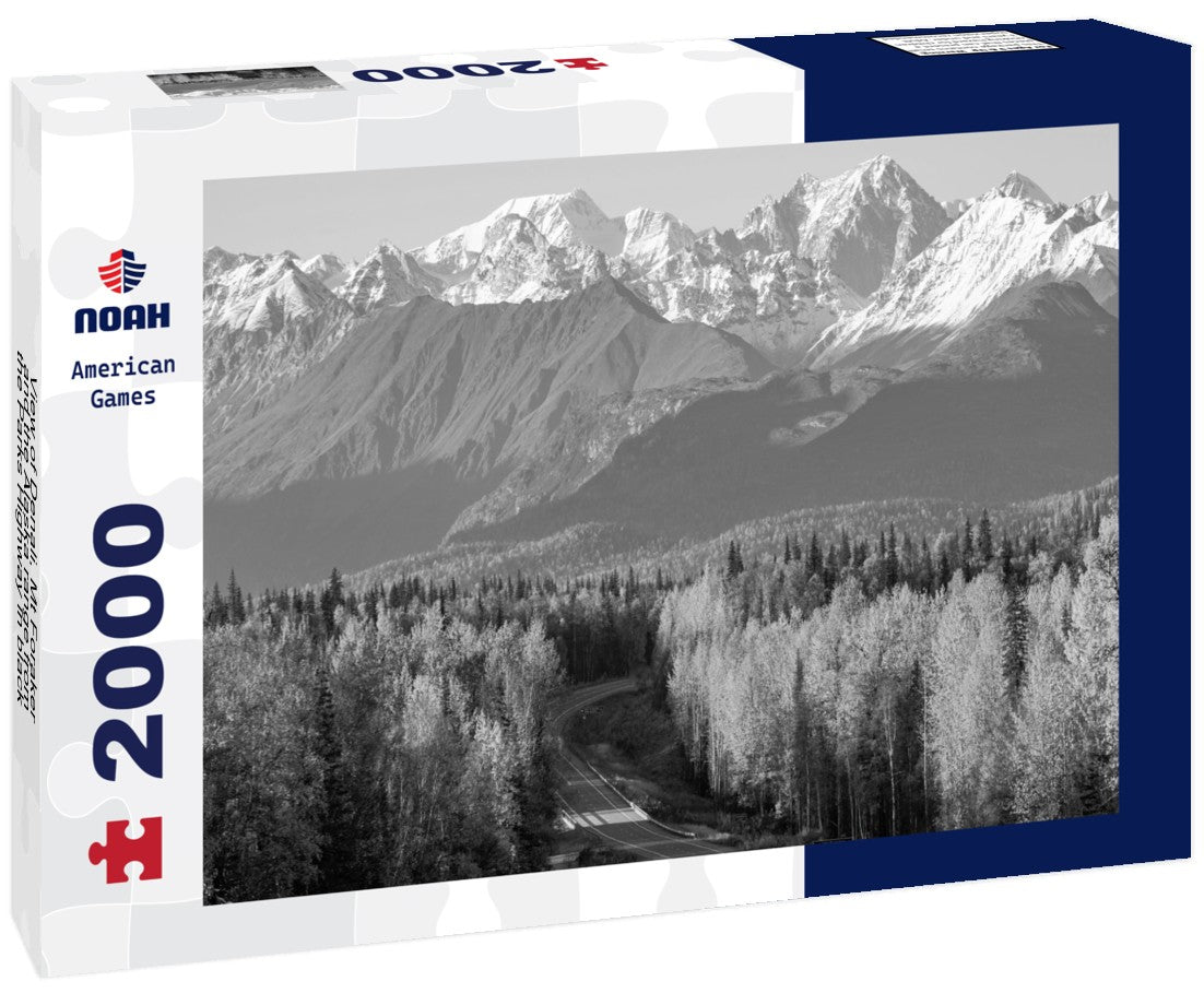 Denali, Mt Foraker and the Alaska range from the Parks Highway 2000pc PuzzleBlack and White