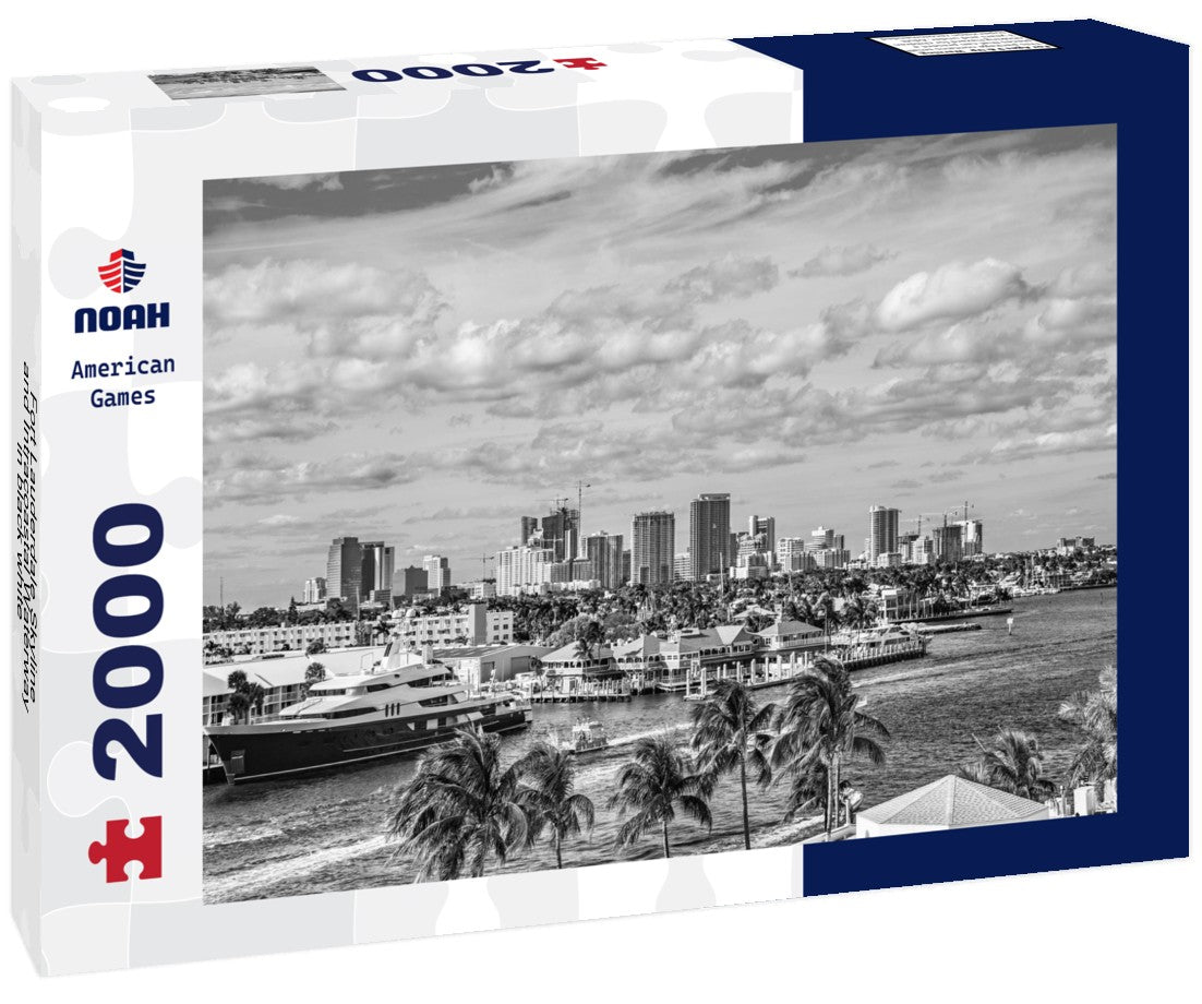 Fort Lauderdale Skyline and Intracoastal Waterway 2000pc PuzzleBlack and White