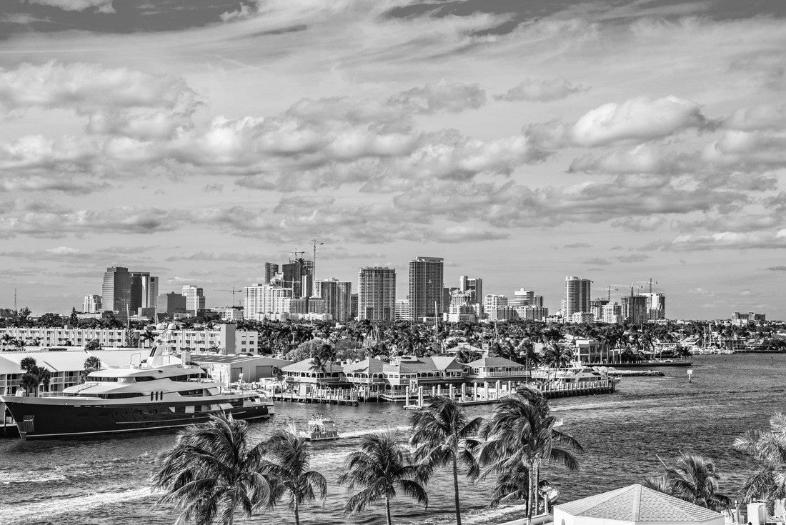 Fort Lauderdale Skyline and Intracoastal Waterway 2000pc PuzzleBlack and White