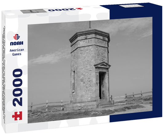Noah Jigsaw Puzzle Pepper Pot Storm Tower on the Top of Compass Point Overlooking Bude on the South West Coast Path in Rural Cornwall, England, UK in black white 2000 pieces