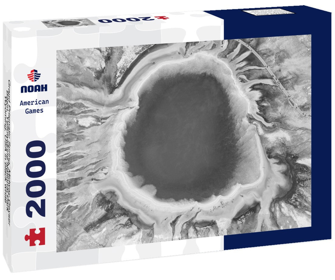 Noah Jigsaw Puzzle Grand Prismatic Spring, Midway Geyser Basin, Yellowstone National Park, Wyoming, USA in black white 2000 pieces