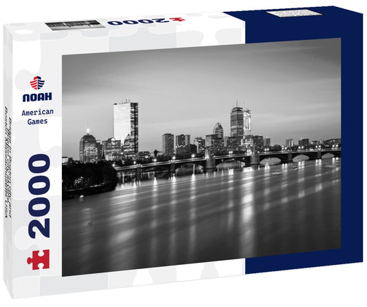 Noah Jigsaw Puzzle Bridge in Boston city and Boston city skyline, Boston Massachusetts USA in black white 2000 pieces