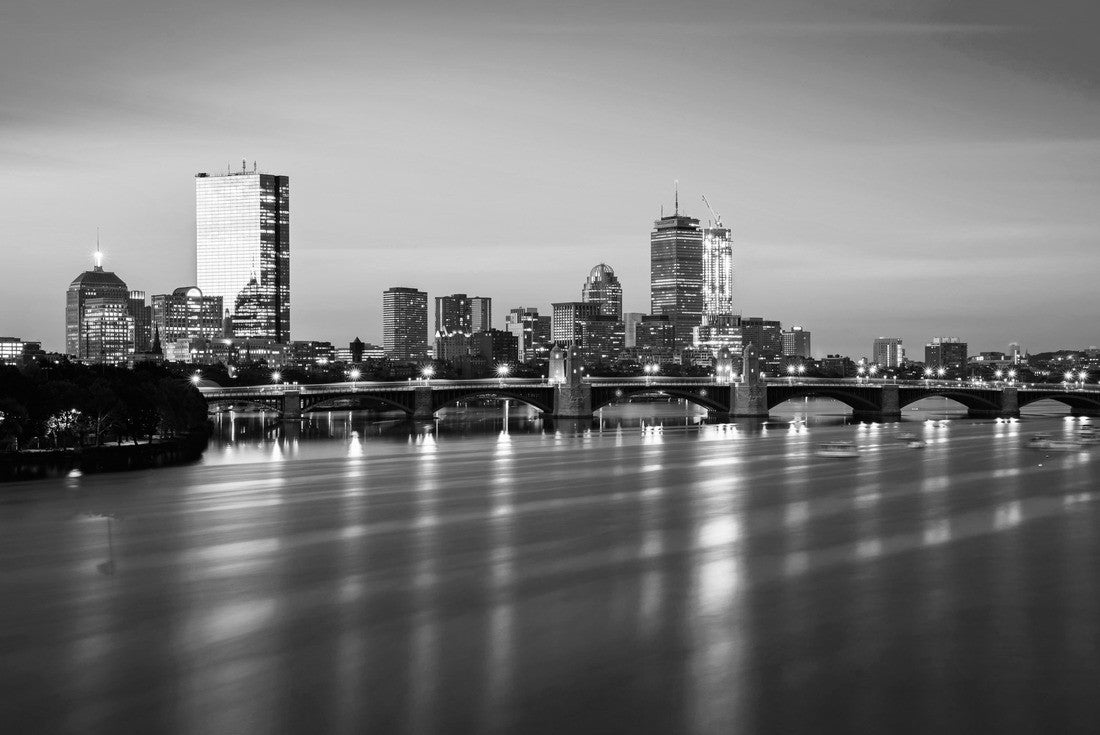 Noah Jigsaw Puzzle Bridge in Boston city and Boston city skyline, Boston Massachusetts USA in black white 2000 pieces