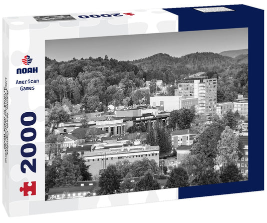Noah Jigsaw Puzzle Boone, North Carolina, USA Campus and city skyline at dusk in black white 2000 pieces