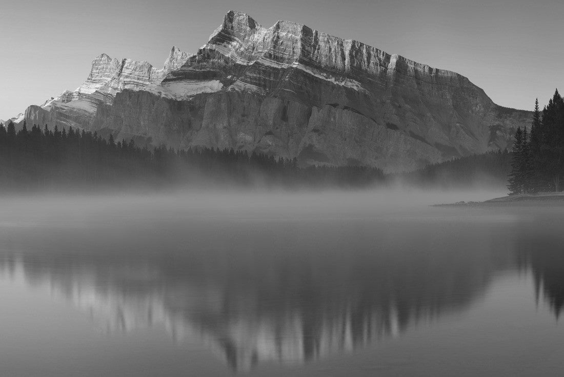 Noah Jigsaw Puzzle Mountain view from Two Jack Lake in Banff National Park in Alberta, Canada in black white 2000 pieces