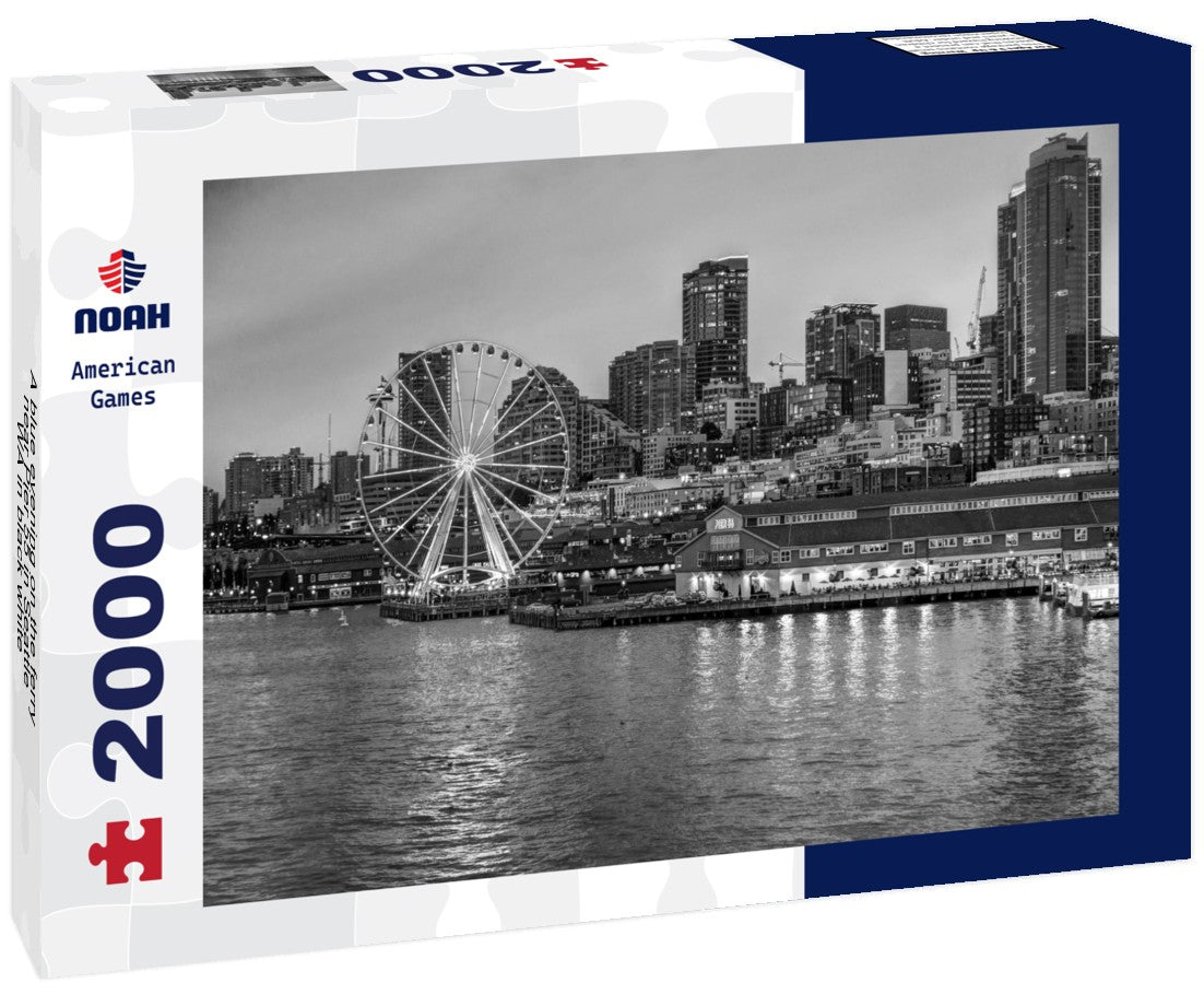 A blue evening on the ferry near Pier 55 in Seattle, WA 2000pc PuzzleBlack and White