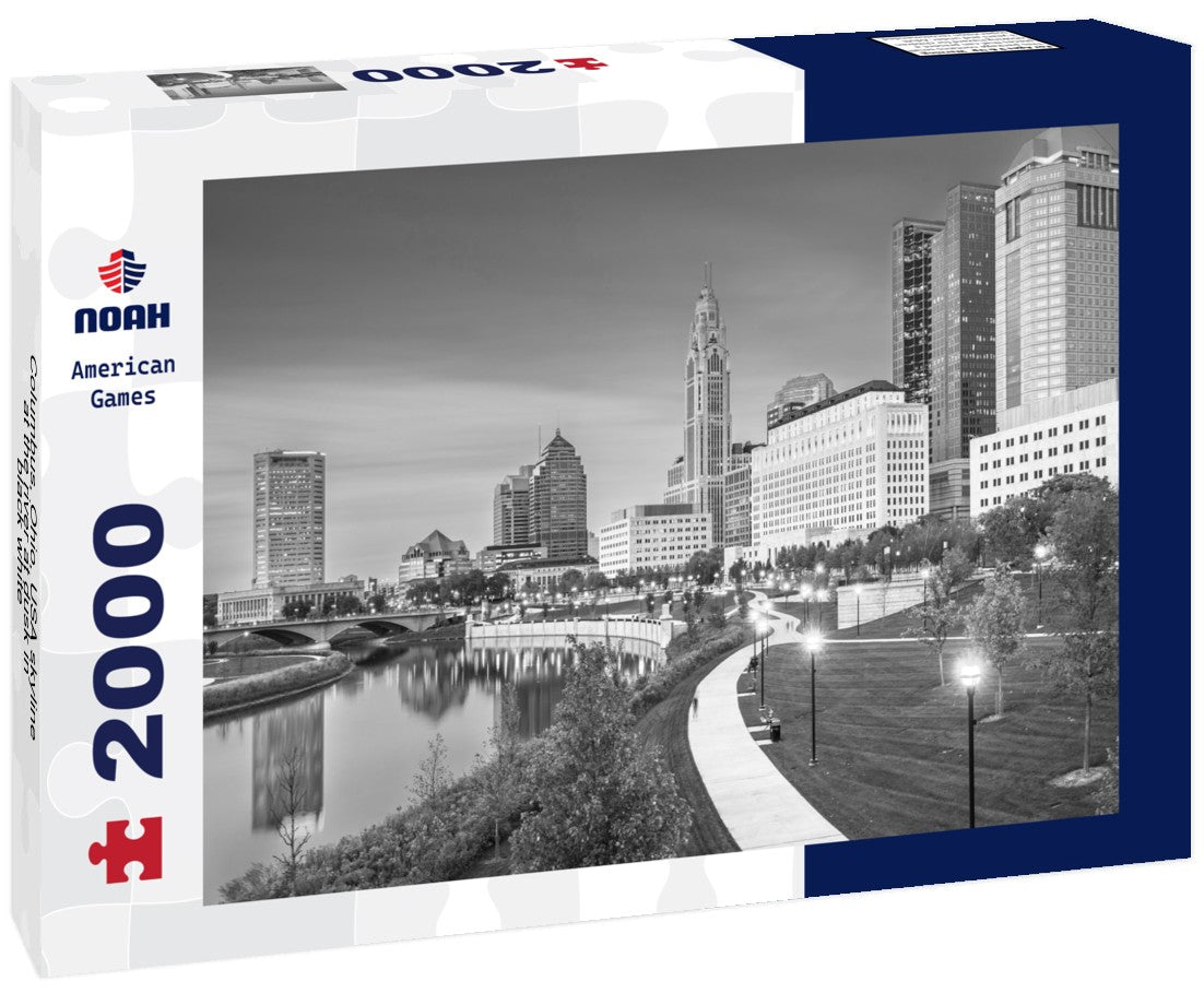 Columbus, Ohio, USA skyline at the river at dusk 2000pc PuzzleBlack and White