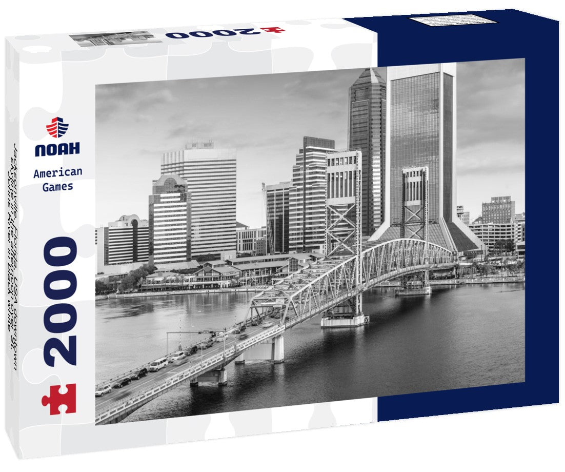 Jacksonville, Florida, USA downtown skyline in the afternoon over St. Johns River 2000pc PuzzleBlack and White