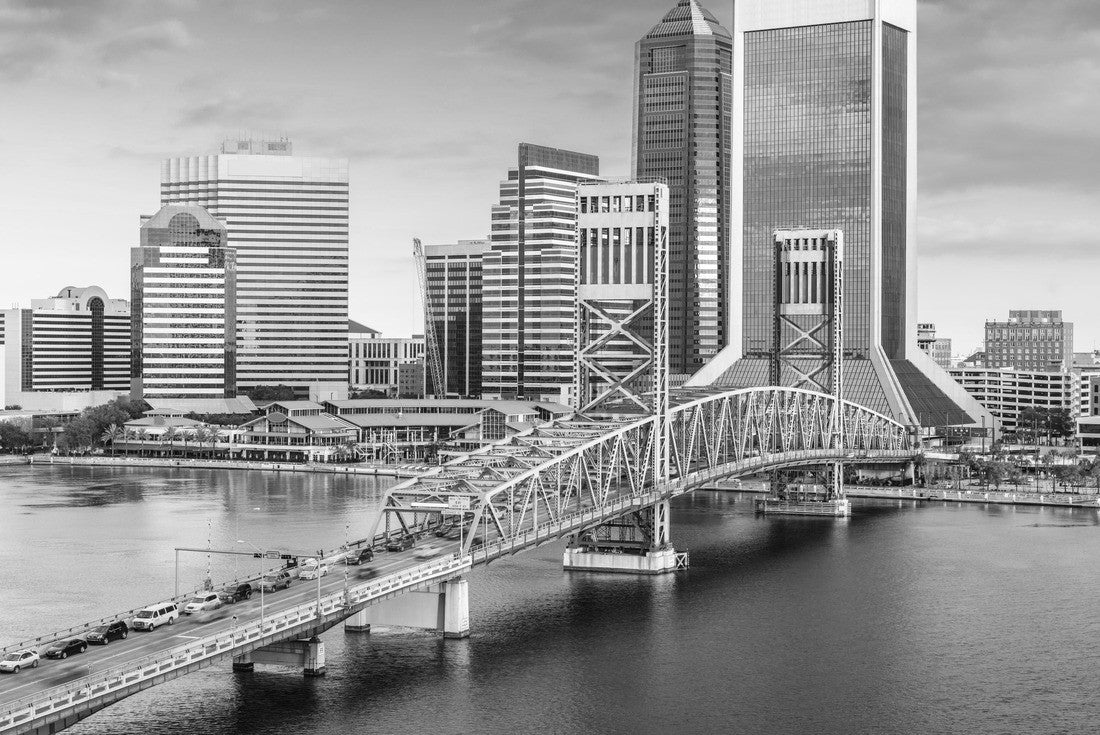 Jacksonville, Florida, USA downtown skyline in the afternoon over St. Johns River 2000pc PuzzleBlack and White