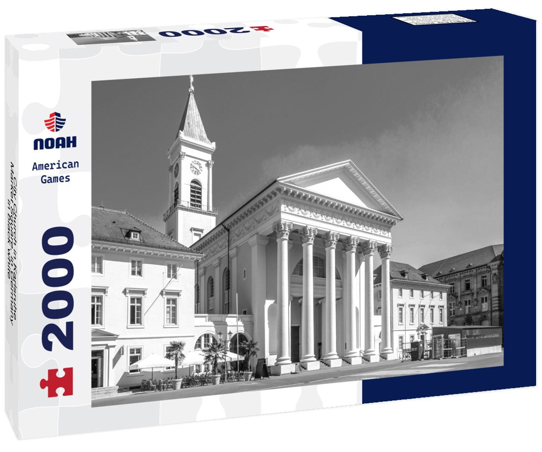 City Church in Karlsruhe, Market Square, in Germany 2000pc PuzzleBlack and White