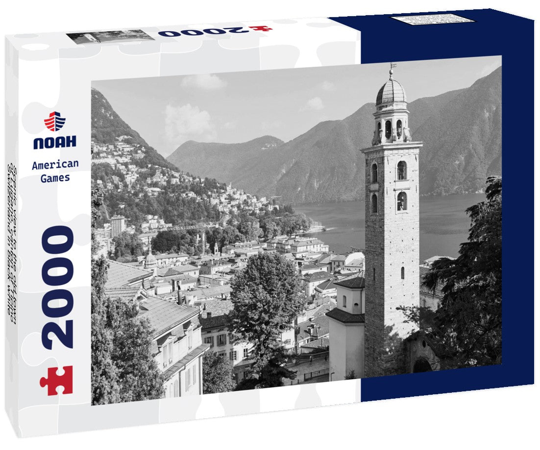 Scenic view to the old town of Lugano, canton of Ticino, Switzerland 2000pc PuzzleBlack and White