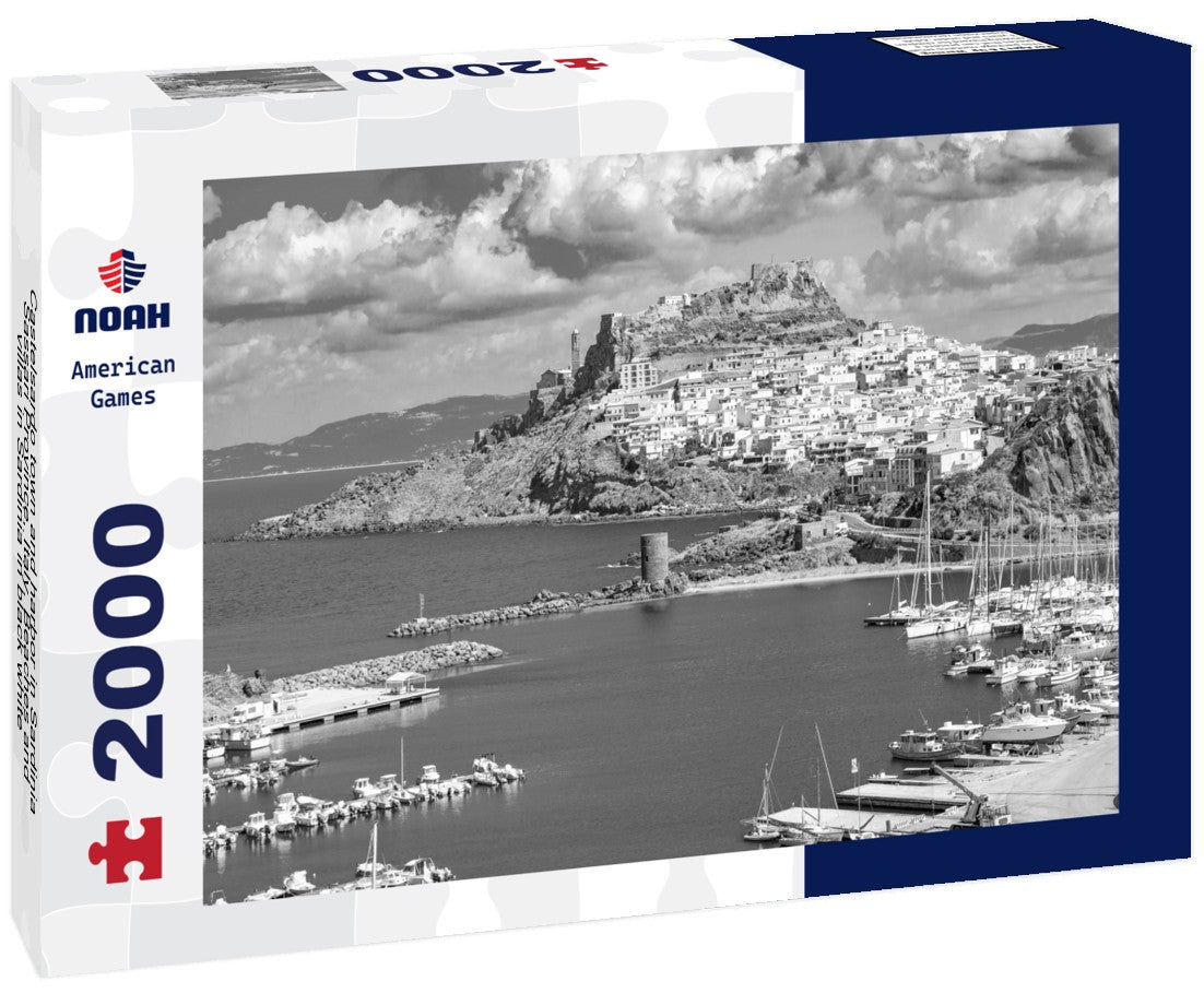 Castelsardo town and harbor in Sardinia, Sassari Province, Italy. Beaches and villas in Sardinia 2000pc PuzzleBlack and White