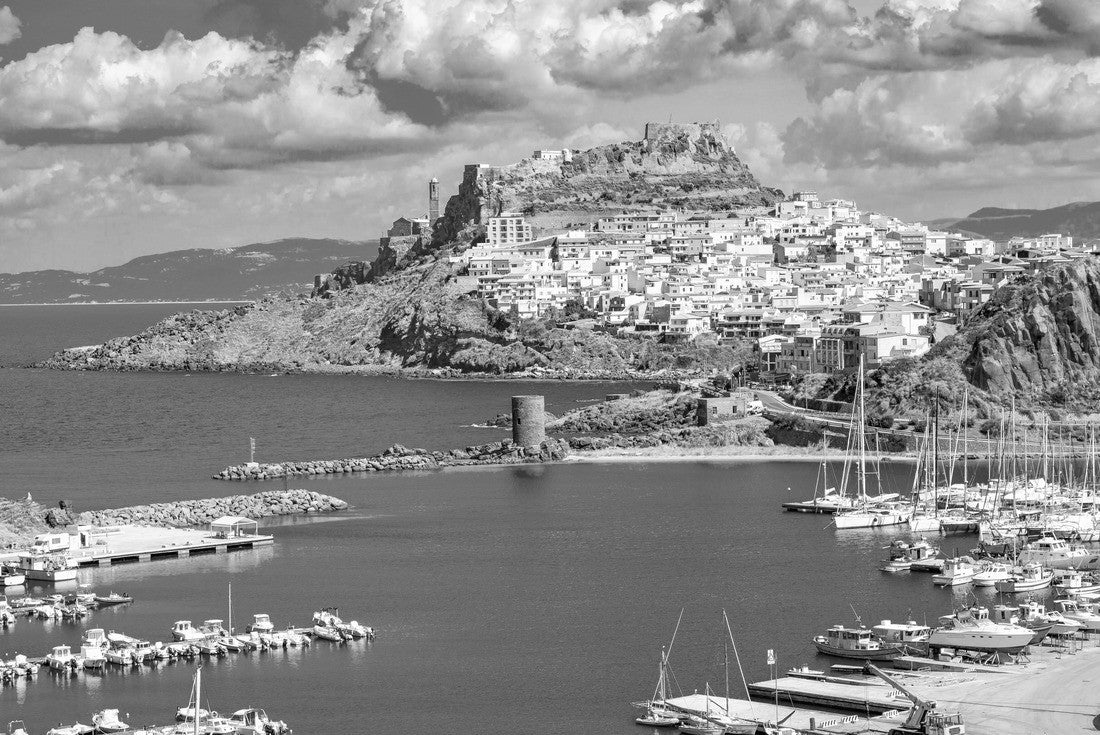 Castelsardo town and harbor in Sardinia, Sassari Province, Italy. Beaches and villas in Sardinia 2000pc PuzzleBlack and White