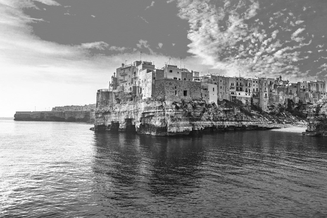 Polignano a Mare village on the rocks at sunrise, Bari, Apulia, southern Italy 2000pc PuzzleBlack and White