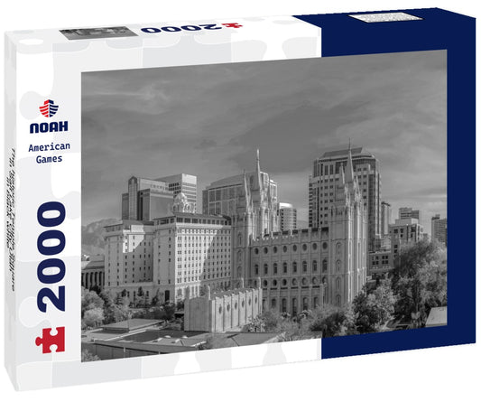 Noah Jigsaw Puzzle The historic Temple Square in Salt Lake City Utah in black white 2000 pieces