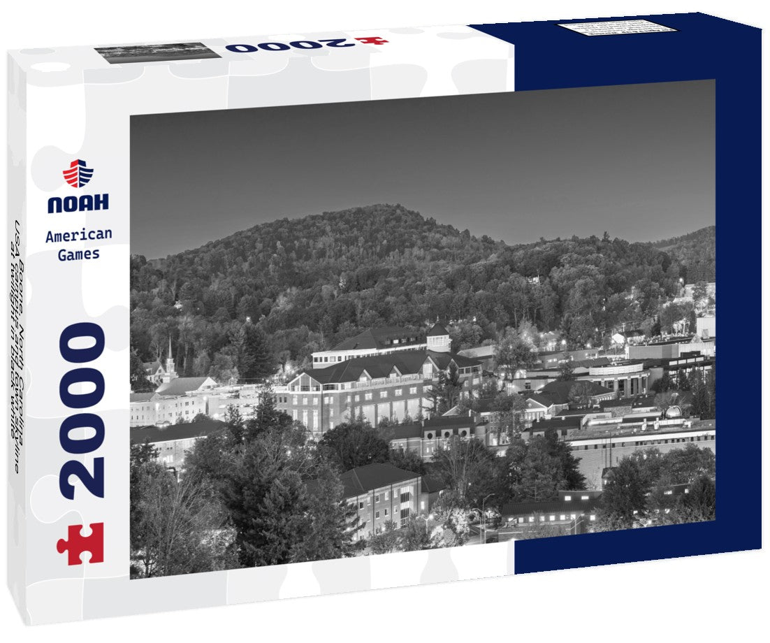 Boone, North Carolina, USA campus and town skyline at twilight 2000pc PuzzleBlack and White