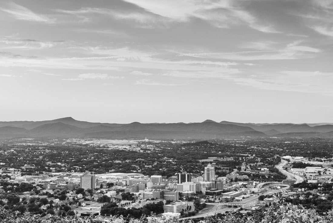Roanoke, Virginia, USA downtown skyline from above at dusk 2000pc PuzzleBlack and White