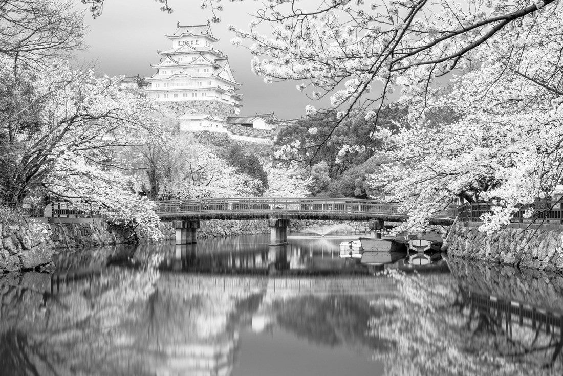 Himeji, Japan at Himeji Castle's surrounding moat in the spring season 2000pc PuzzleBlack and White