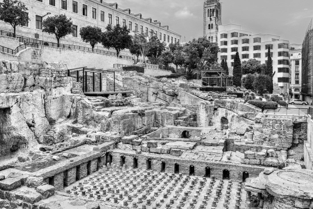 Ruins of the Roman Baths of Berytus in Beirut, Lebanon 2000pc PuzzleBlack and White